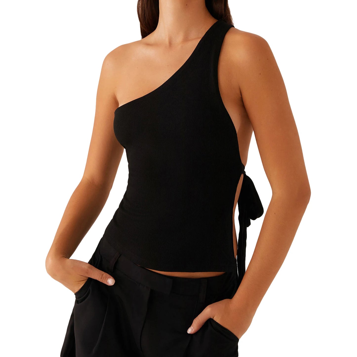 STYLISH SIDE TIE DESIGN BANDAGE TANK TOP