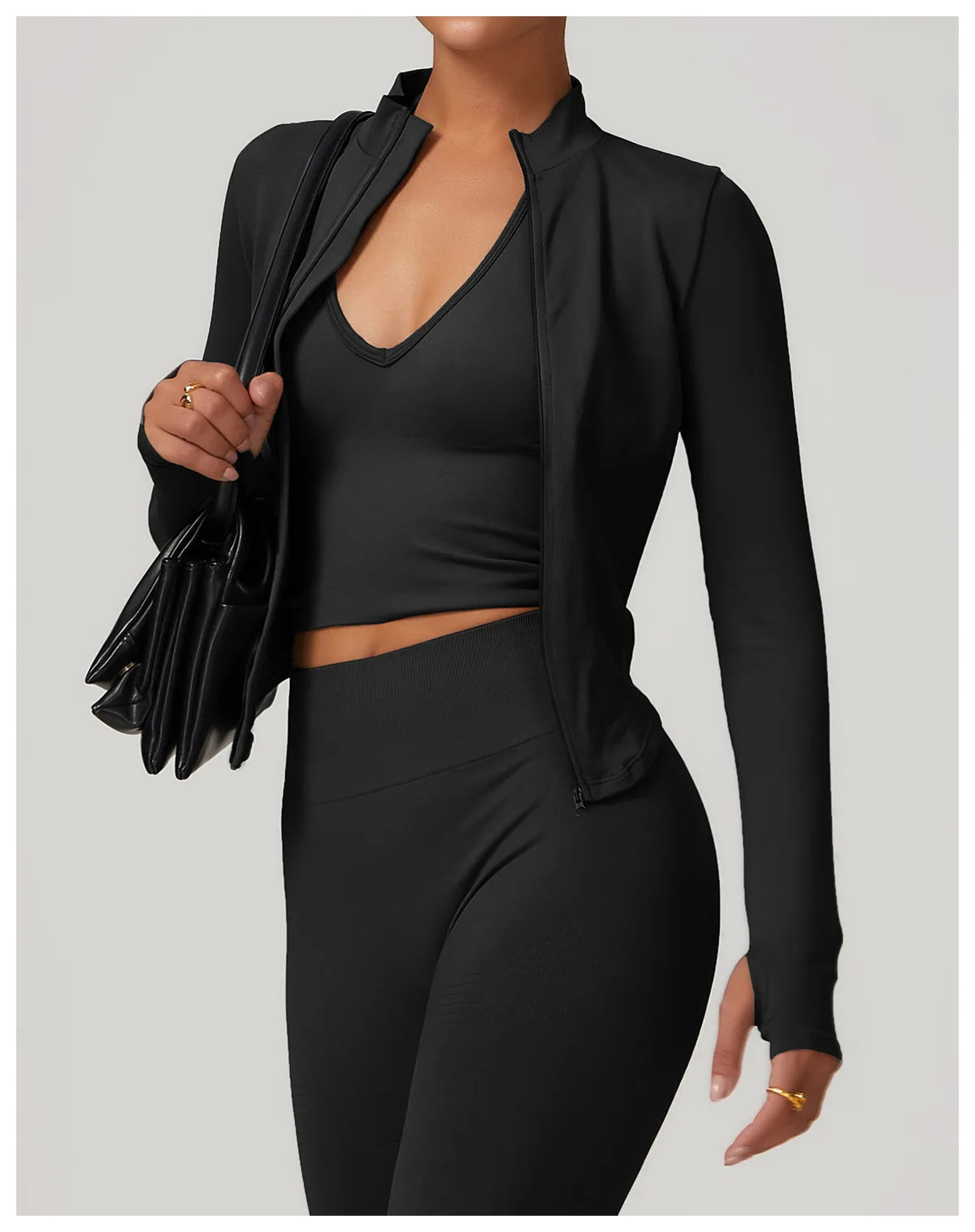 STANDING COLLAR LONG SLEEVED WORKOUT ACTIVE WEARS