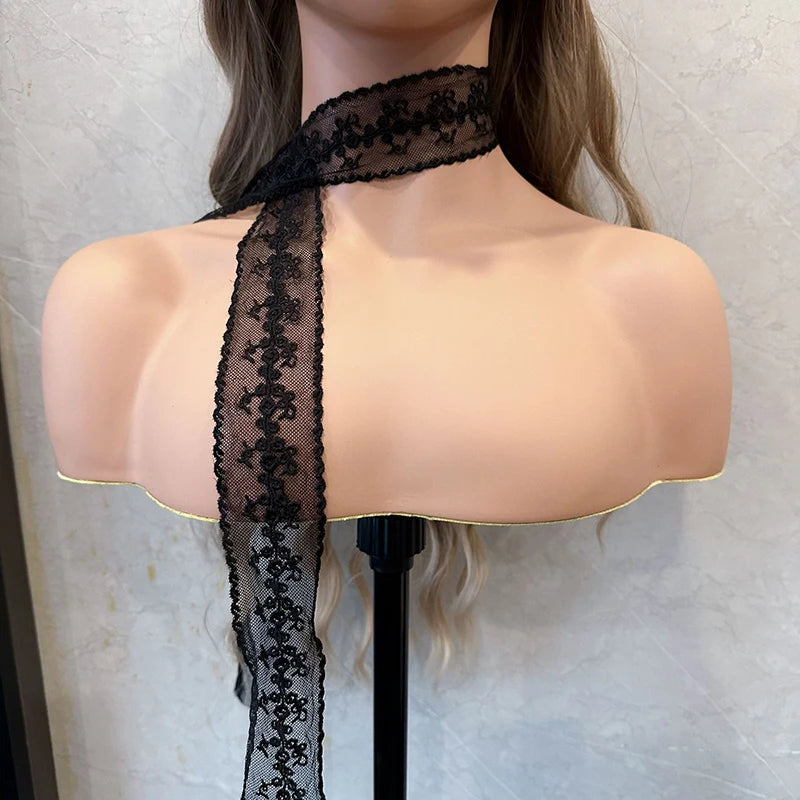 Elegent Lace Bow Necklace for Women Choker for Party Accessory Black White Flower Lace Necklace Romantic Birthday Gifts