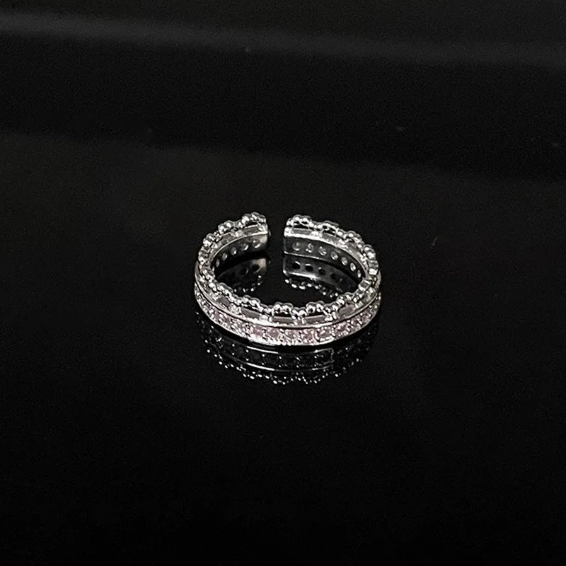 Korean Fashion Exquisite Purple Zircon Heart Star Ring Y2K Girls Pink Crystal Bow Knot Ring Women Party Dating Jewelry Gifts