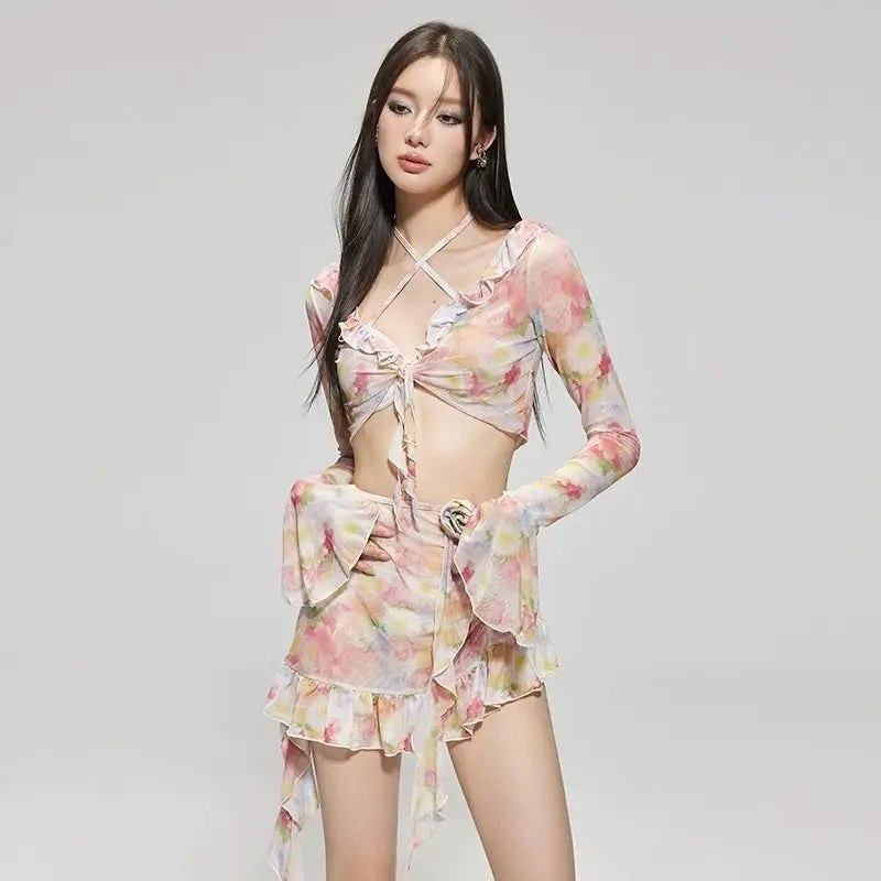 GIRLISH FLORAL SWEET PRINTED SWIMWEAR