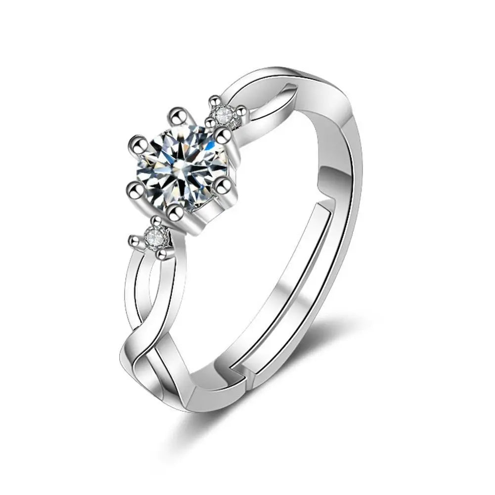Fashion Silver Color Couple Rings Korean Simple Personality Romantic Pair Rings For Men And Women Adjustable Opening Gift