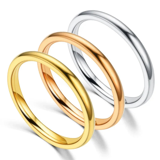2024 New 1mm Simple Stainless Steel Circle Rings for Women Fashion Super Fine Girls Engagement Ring Jewelry Accessories Gifts