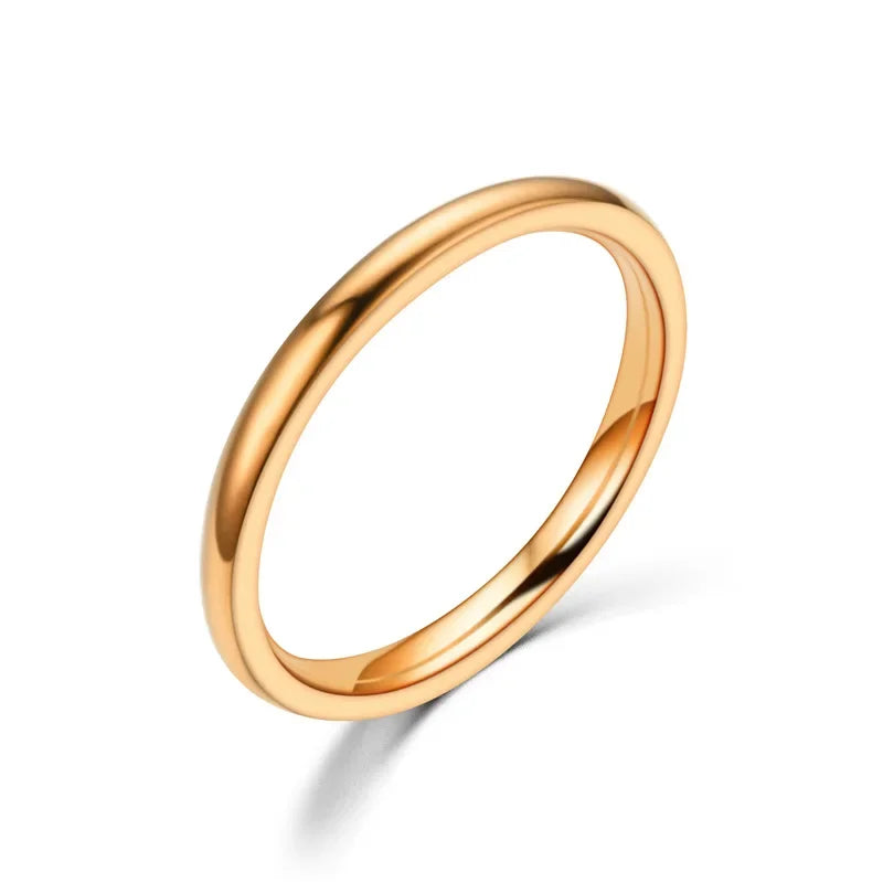 2024 New 1mm Simple Stainless Steel Circle Rings for Women Fashion Super Fine Girls Engagement Ring Jewelry Accessories Gifts