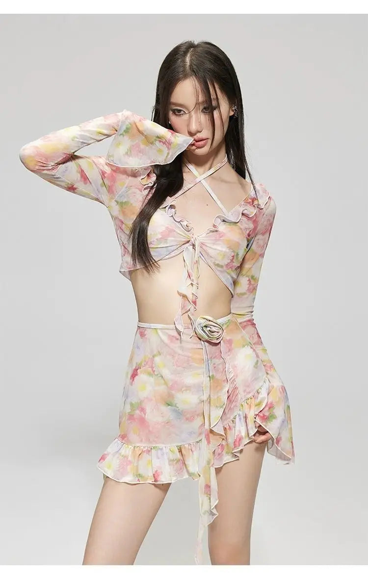 GIRLISH FLORAL SWEET PRINTED SWIMWEAR