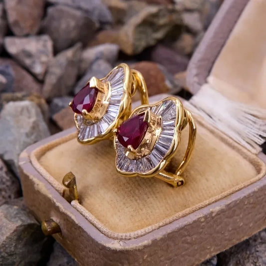 Luxury Super Shiny White Zirconia Vintage Synthetic Gemstone Earrings for Women Gorgeous Elegant Party Jewellery Accessories