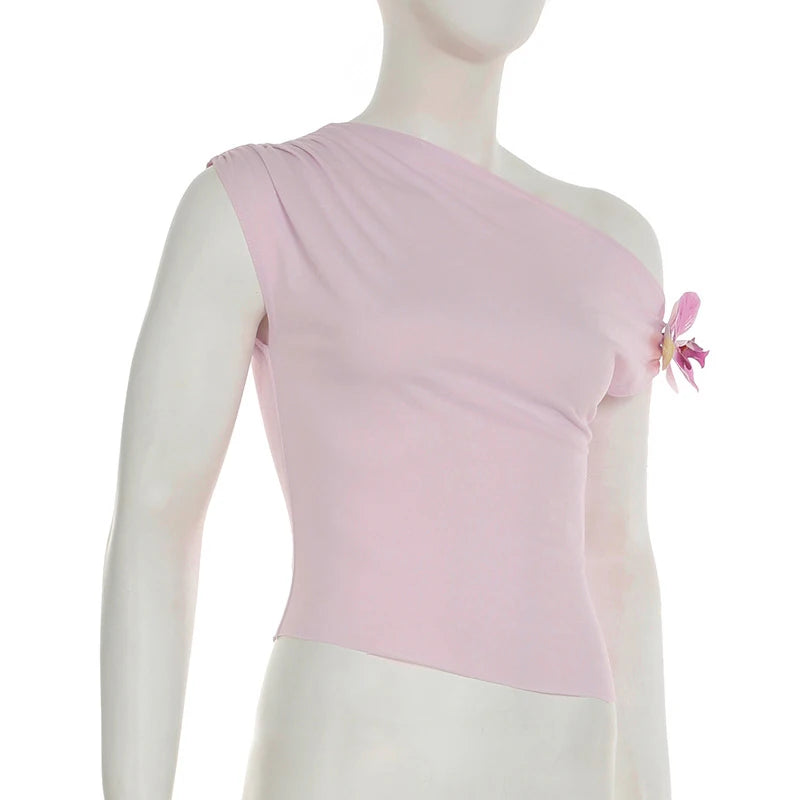 LAMUSA 2000s 3D FLOWER TANK TOP