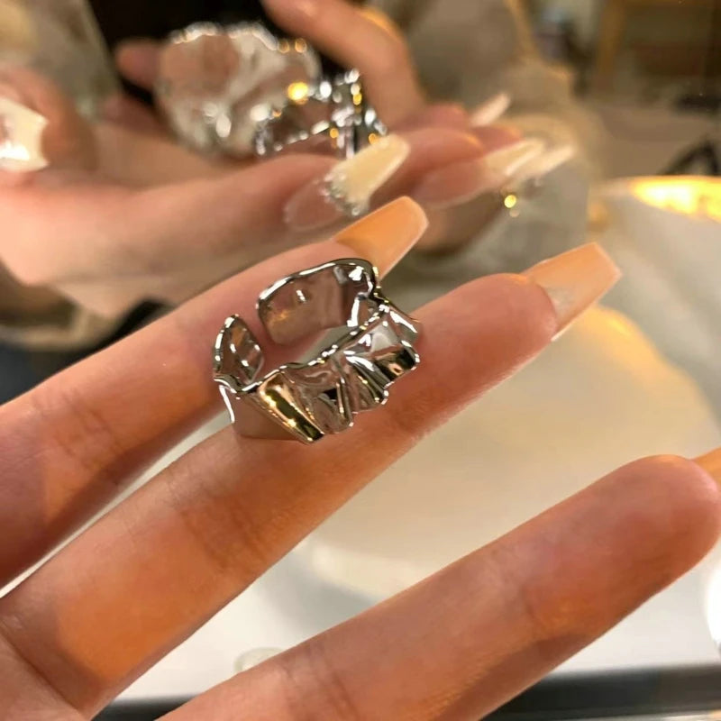 Fashion Romantic Sweet Zircon Crystal Bow Knot Rings Y2K Girls Women Delicate Lovely Blue Pink Heart Ring Party Dating Jewelry