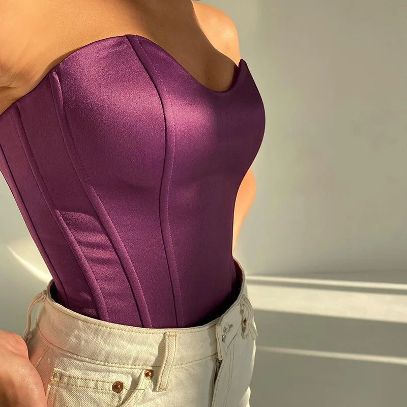 SKINNY CORSET CROPPED ELEGANT TANK TOP