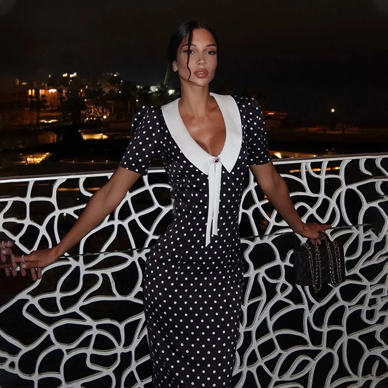 DOT PRINTED LONG DRESS