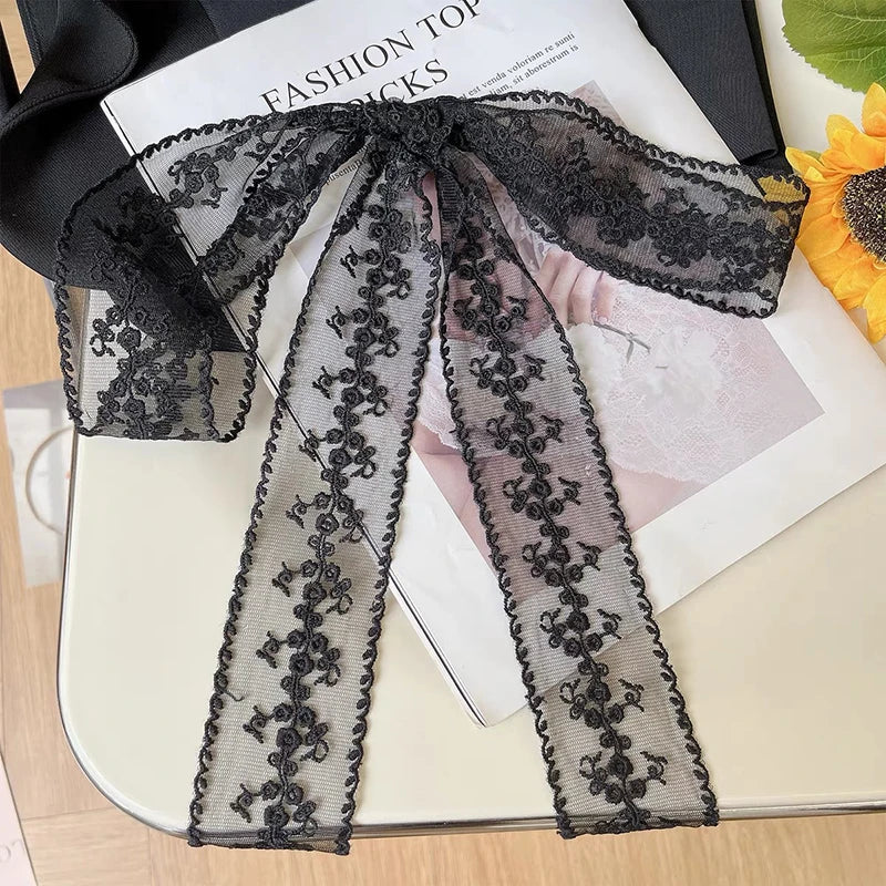 Elegent Lace Bow Necklace for Women Choker for Party Accessory Black White Flower Lace Necklace Romantic Birthday Gifts
