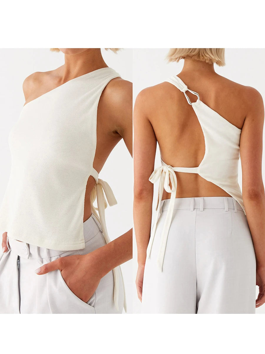 STYLISH SIDE TIE DESIGN BANDAGE TANK TOP