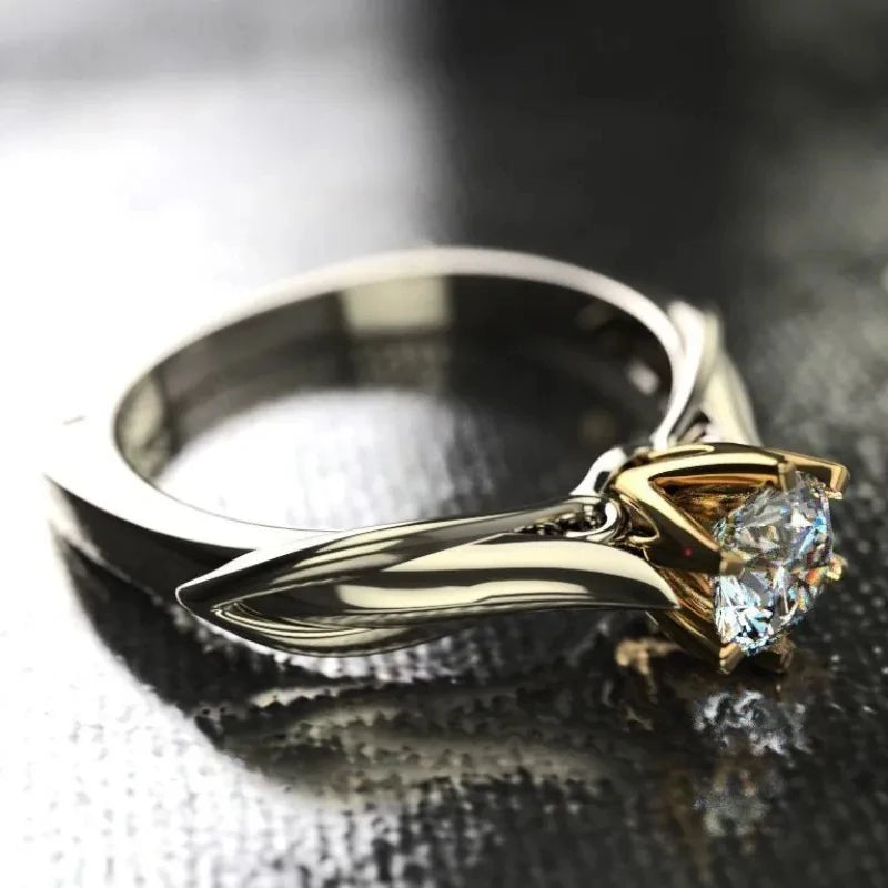 18K Gold Ring for Women Natural Zircon Rings with Gemstones Beautiful Jewelry Couples Wedding Rings