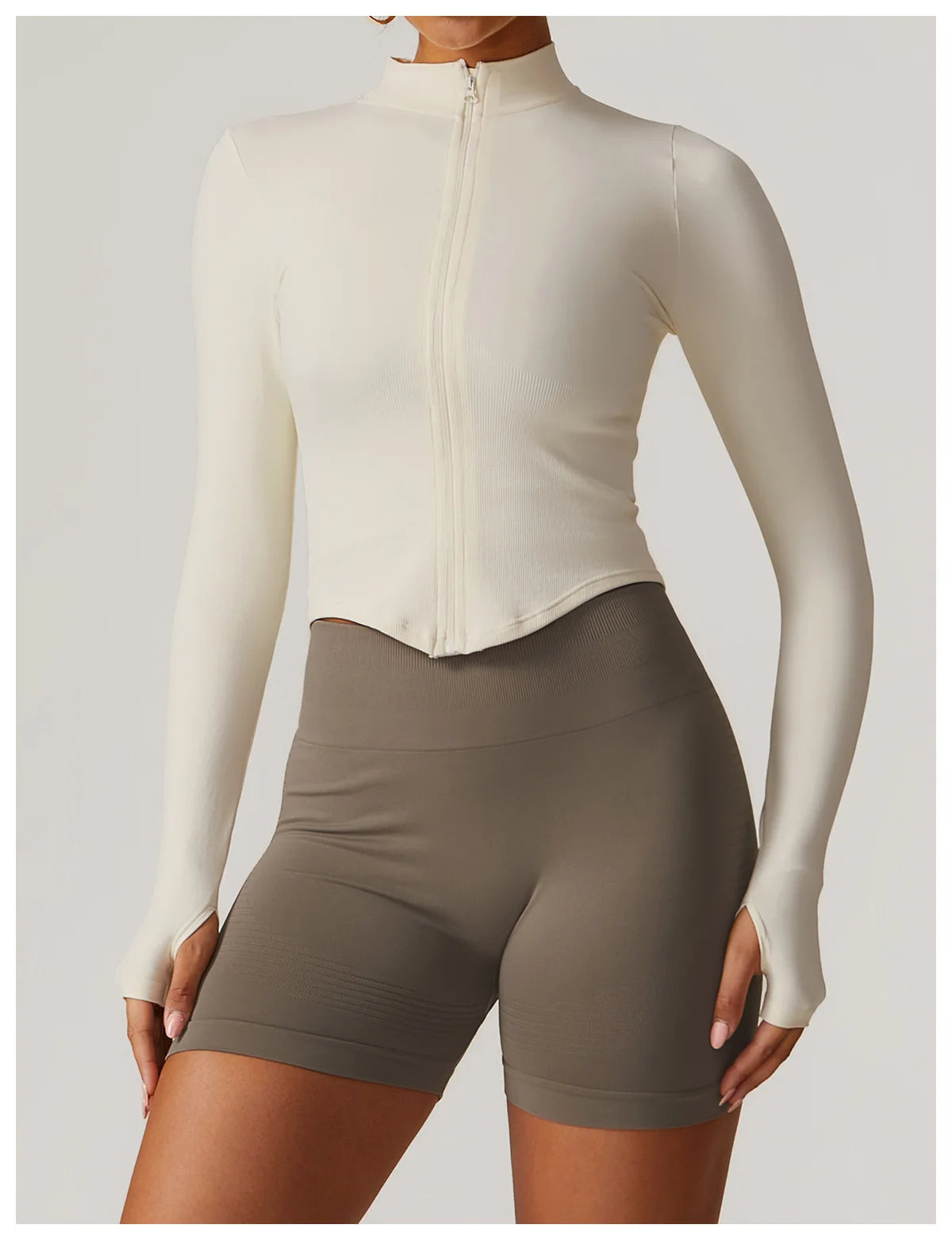 STANDING COLLAR LONG SLEEVED WORKOUT ACTIVE WEARS