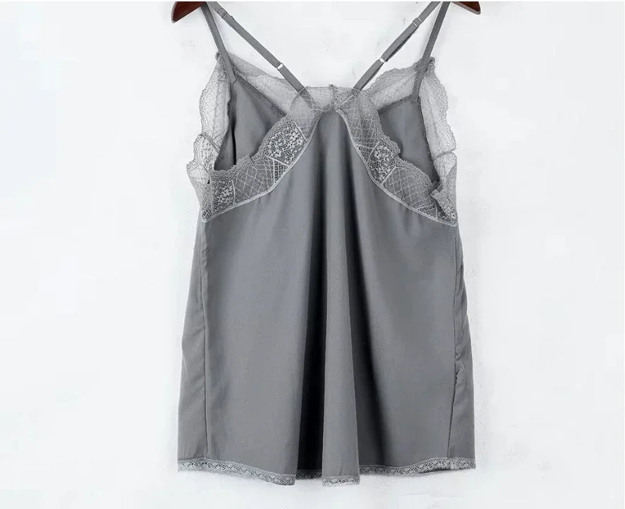 SILK SATIN DELICATE FRENCH BLOSSOM TANK TOP