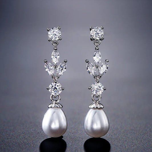 Business Gorgeous Imitation Pearl Ear studs Sweet Romantic Style Earrings Banquet Anniversary Earrings Female
