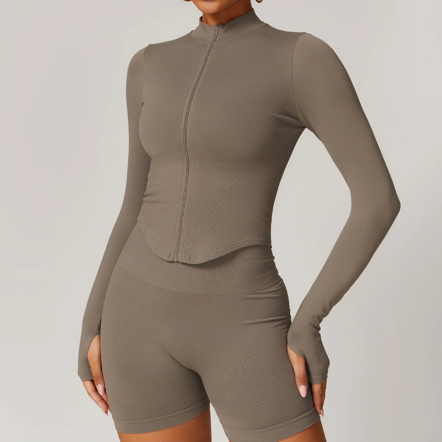 STANDING COLLAR LONG SLEEVED WORKOUT ACTIVE WEARS