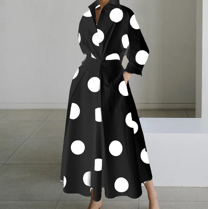 POLKA DOT LOOSE BUTTON UP DRESS