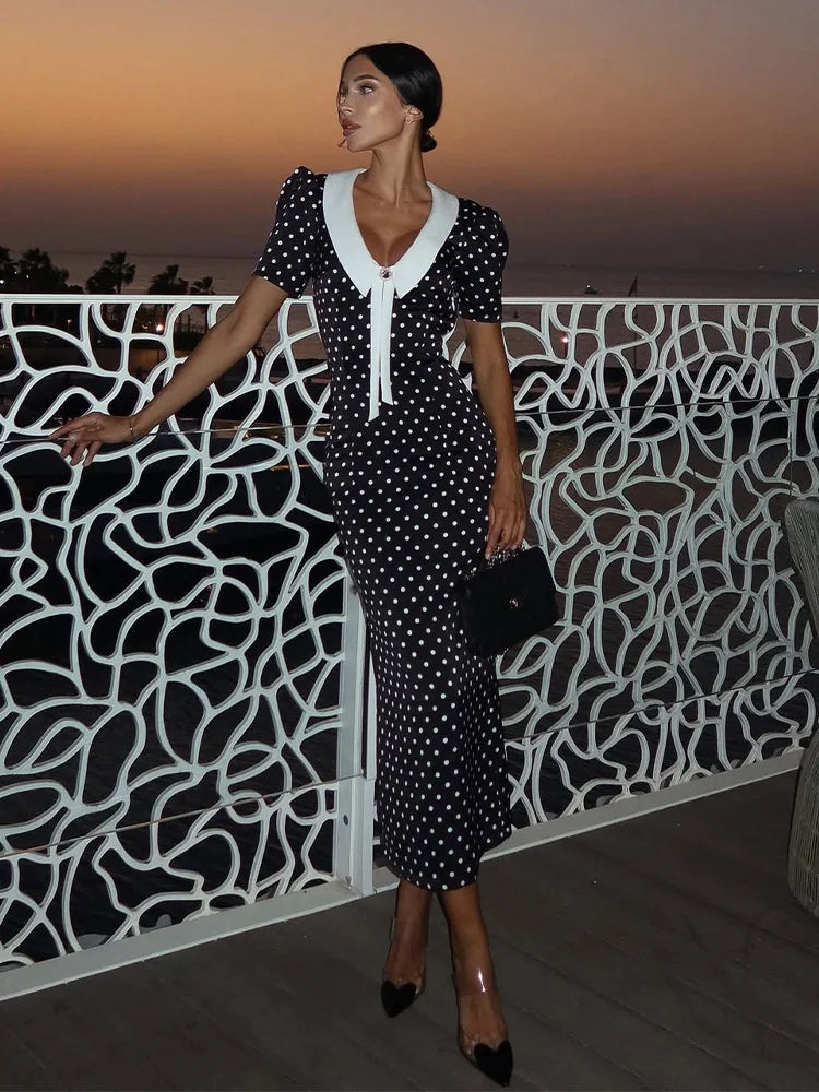 DOT PRINTED LONG DRESS