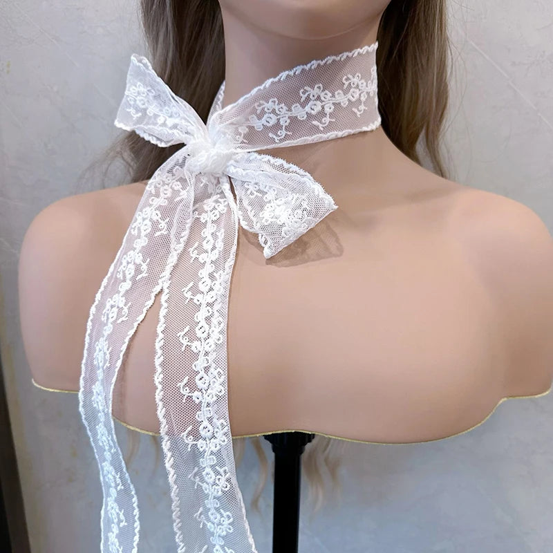 Elegent Lace Bow Necklace for Women Choker for Party Accessory Black White Flower Lace Necklace Romantic Birthday Gifts