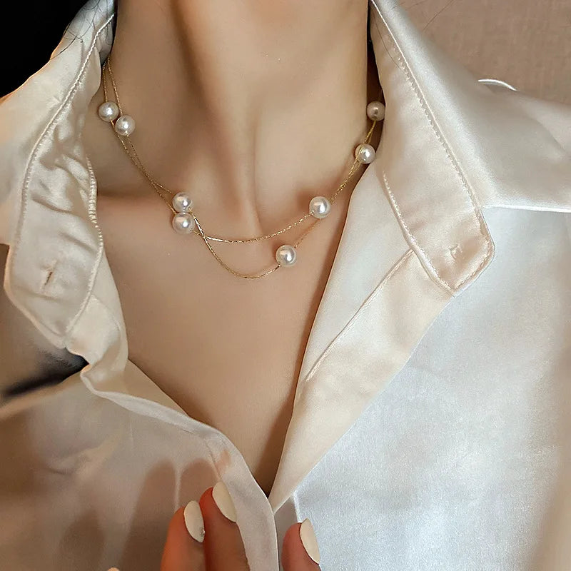 Pearl Necklaces Female Chain Choker Necklace for Women Jewelry Korean Fashion Neck Necklace 2022 Trend Girls Accessories