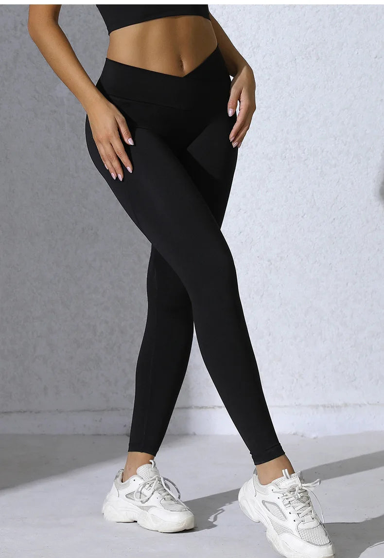 CROSSED HIGH WAIST LEGGINGS GYM WEARS