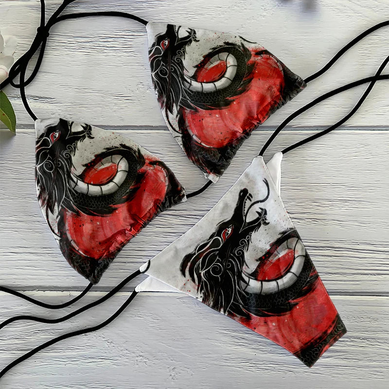 FUNNY ANIME TWO PIECE LACE-UP BIKINI