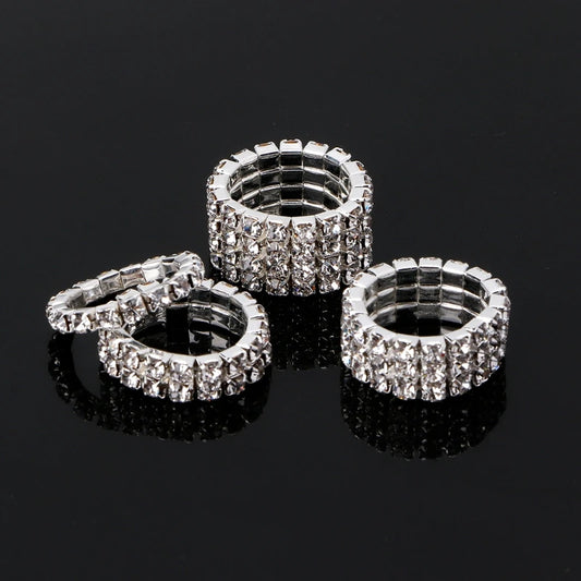 Elastic Ring Fashionable Stretch Crystal Inlaid Finger Rings Unique Engagement Wedding Promise  Ring Jewelry Gift