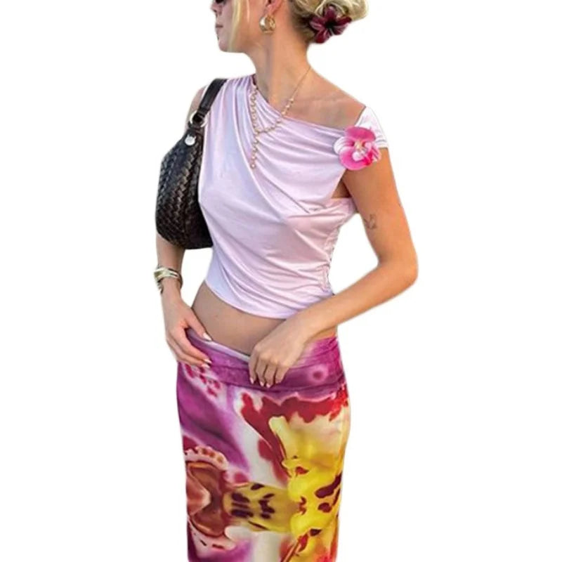 LAMUSA 2000s 3D FLOWER TANK TOP