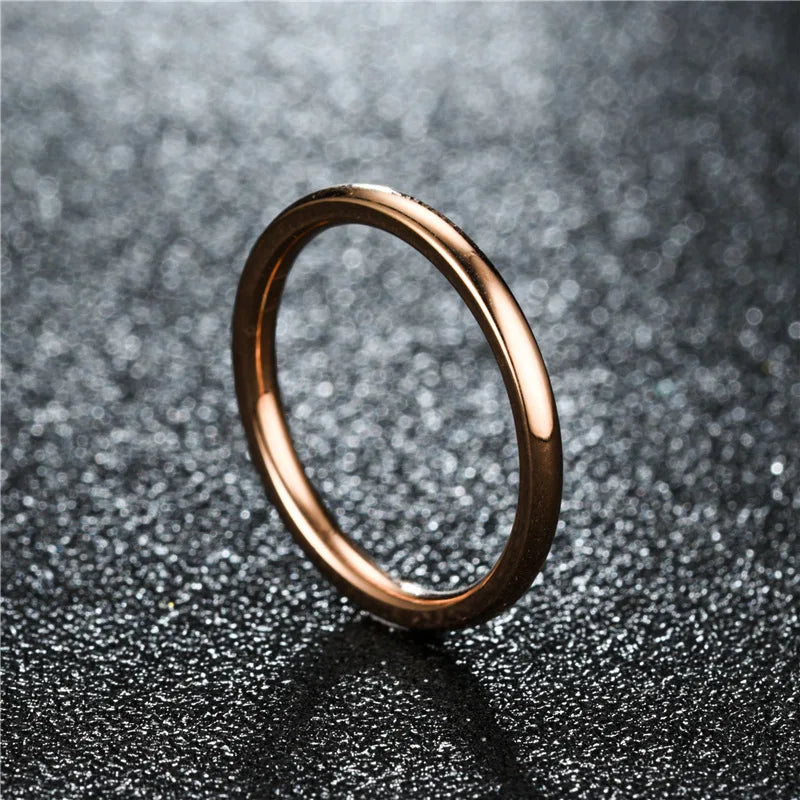 2024 New 1mm Simple Stainless Steel Circle Rings for Women Fashion Super Fine Girls Engagement Ring Jewelry Accessories Gifts