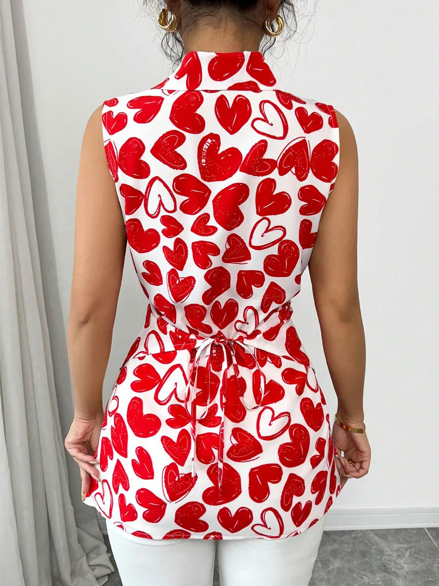 ELEGANT RUFFLE PRINTED BLOUSE