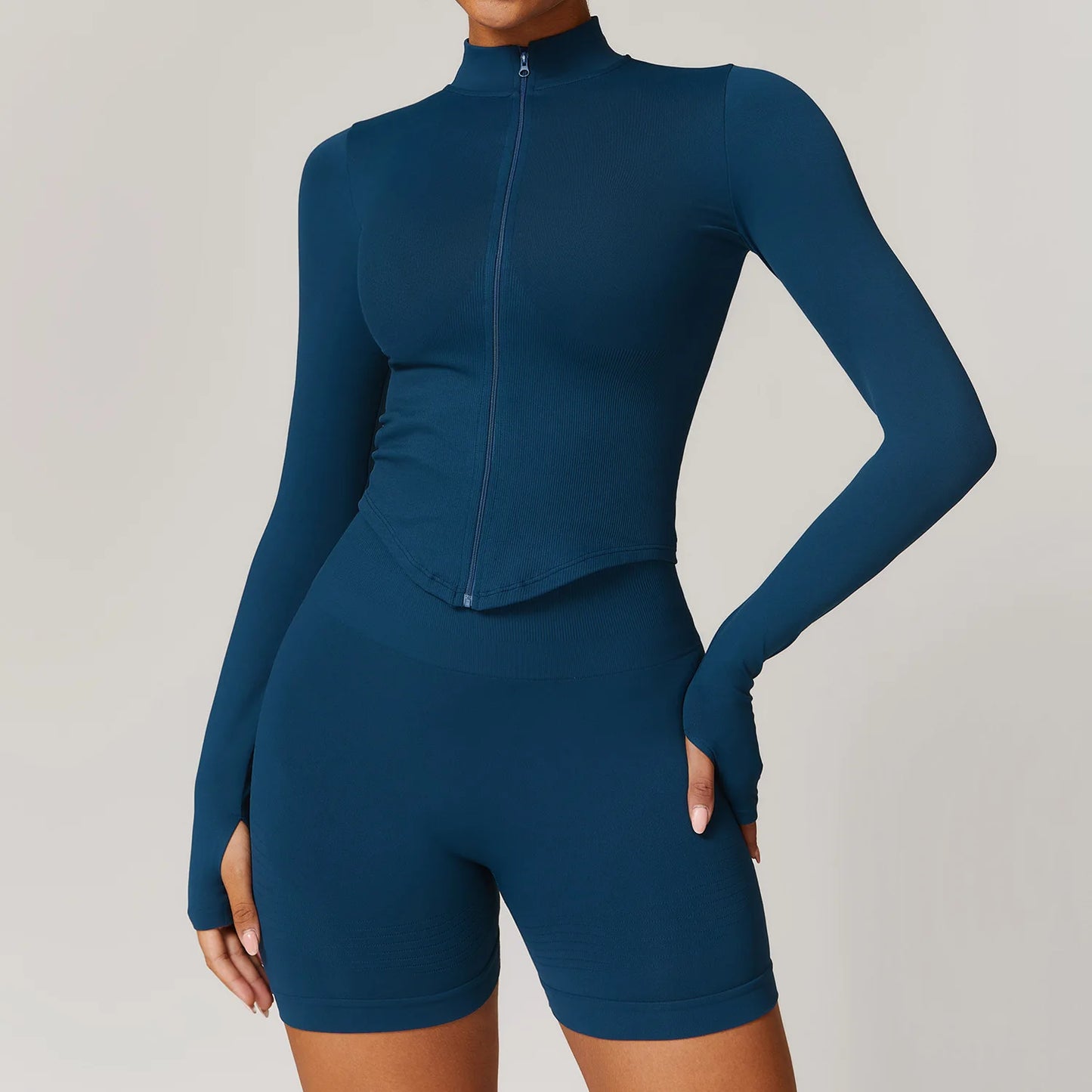 STANDING COLLAR LONG SLEEVED WORKOUT ACTIVE WEARS