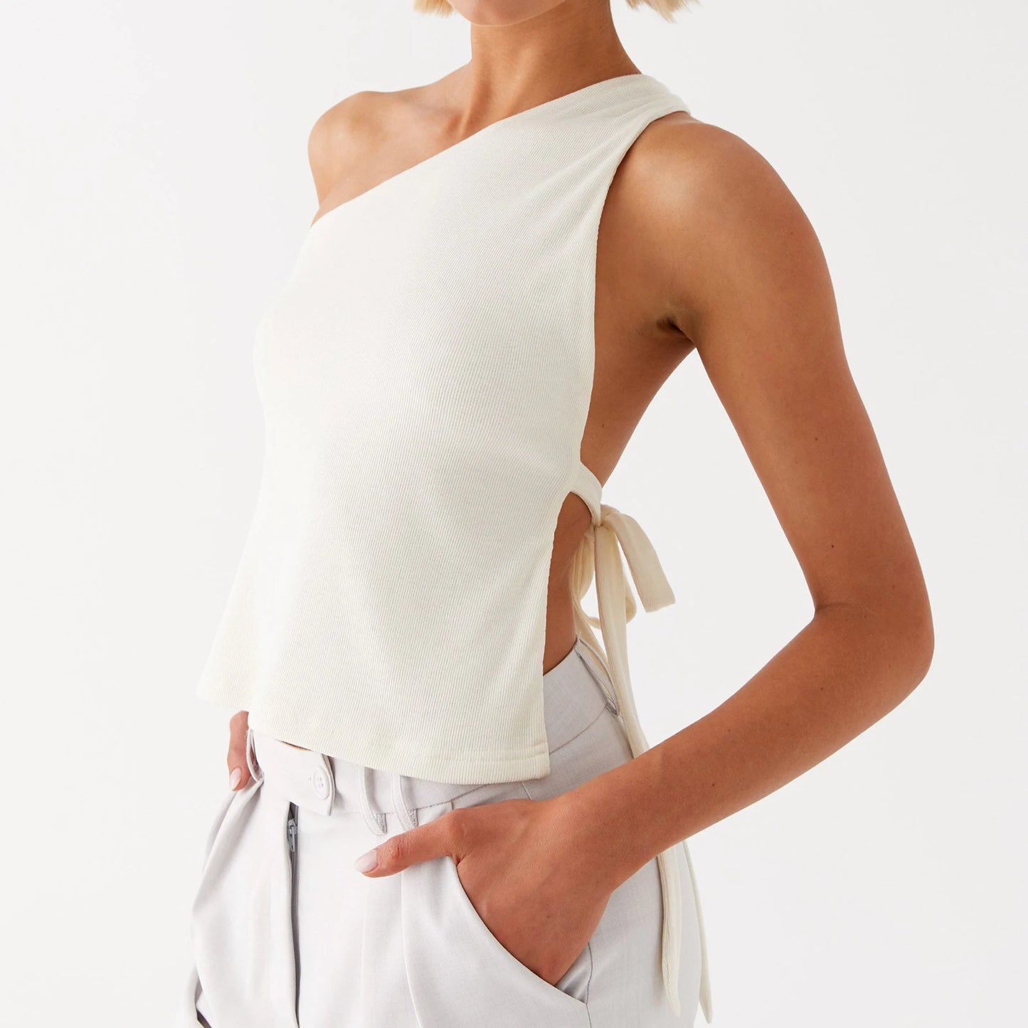 STYLISH SIDE TIE DESIGN BANDAGE TANK TOP