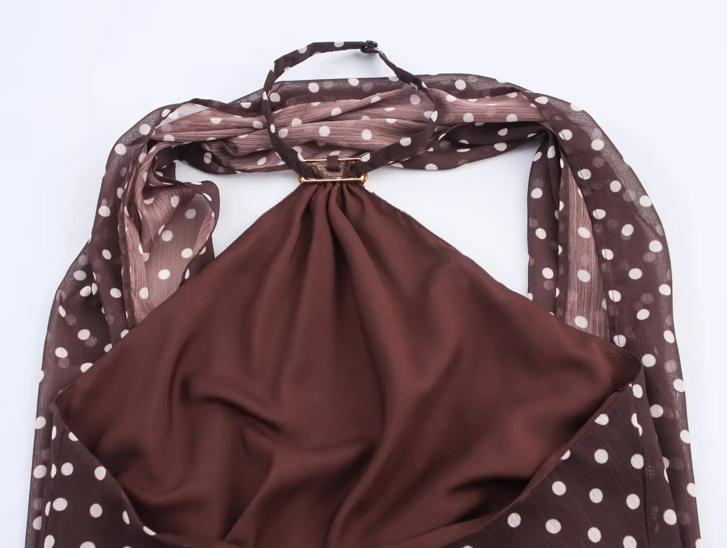 DOT PRINTED SCARF METAL BUCKLE BACKLESS BOTTOM