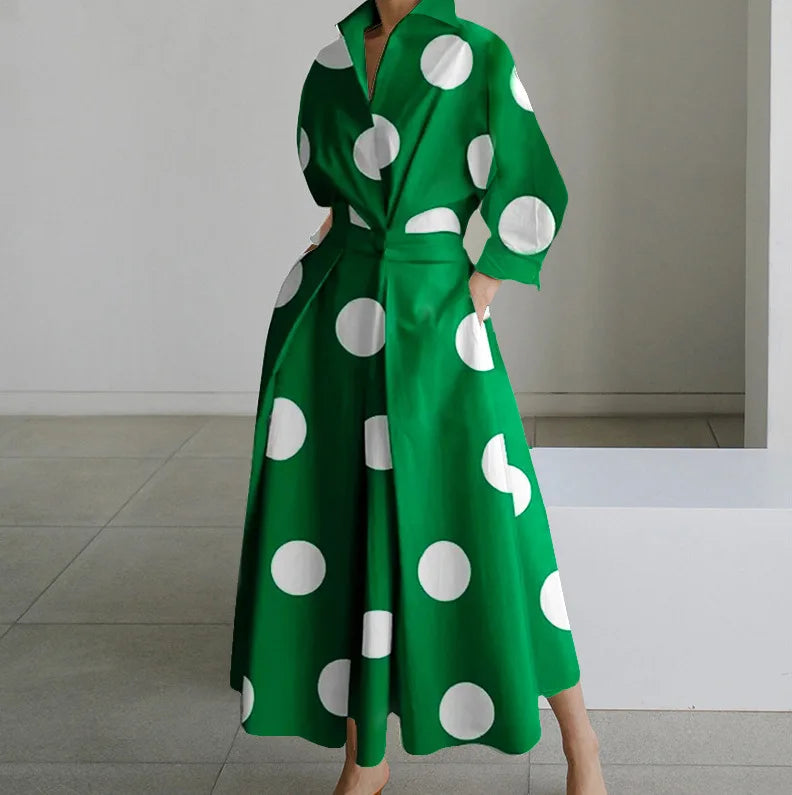POLKA DOT LOOSE BUTTON UP DRESS