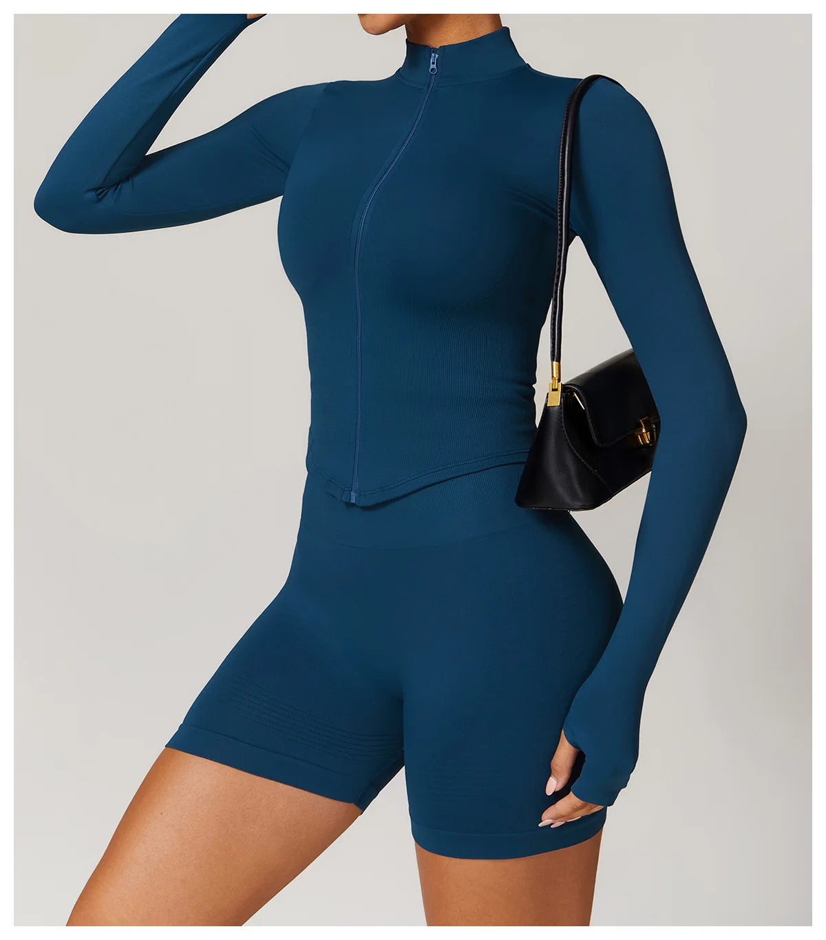STANDING COLLAR LONG SLEEVED WORKOUT ACTIVE WEARS