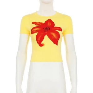 CONTRAST COLOR FLORAL CROP TOP