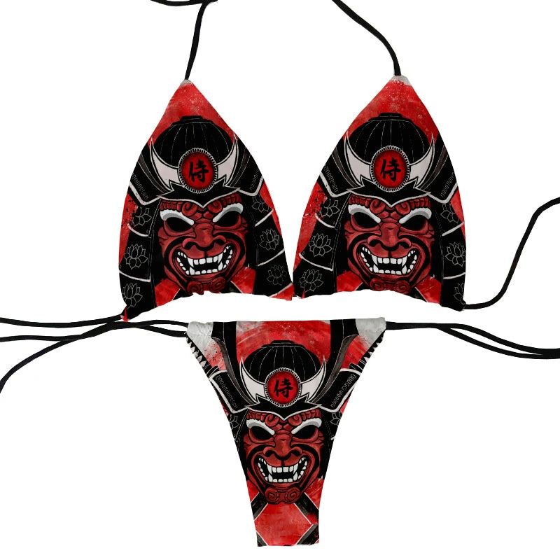 FUNNY ANIME TWO PIECE LACE-UP BIKINI