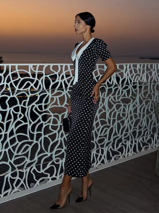 DOT PRINTED LONG DRESS