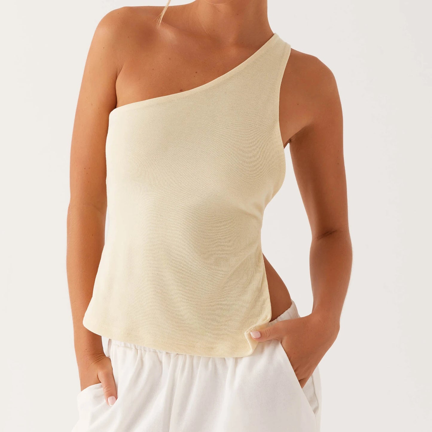 STYLISH SIDE TIE DESIGN BANDAGE TANK TOP