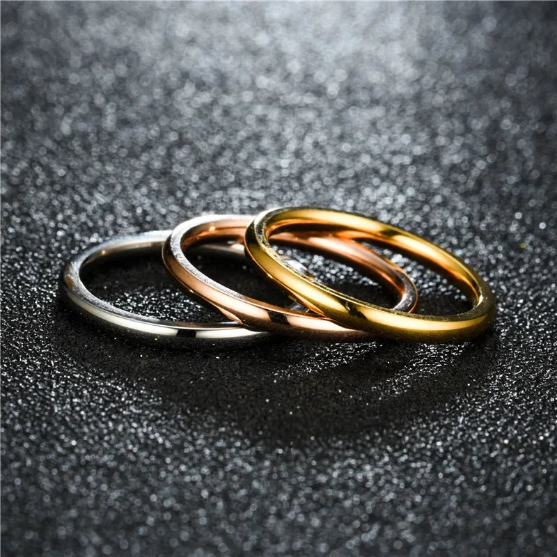 2024 New 1mm Simple Stainless Steel Circle Rings for Women Fashion Super Fine Girls Engagement Ring Jewelry Accessories Gifts