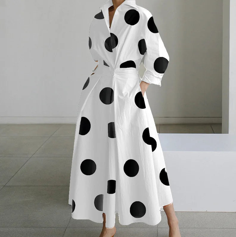 POLKA DOT LOOSE BUTTON UP DRESS