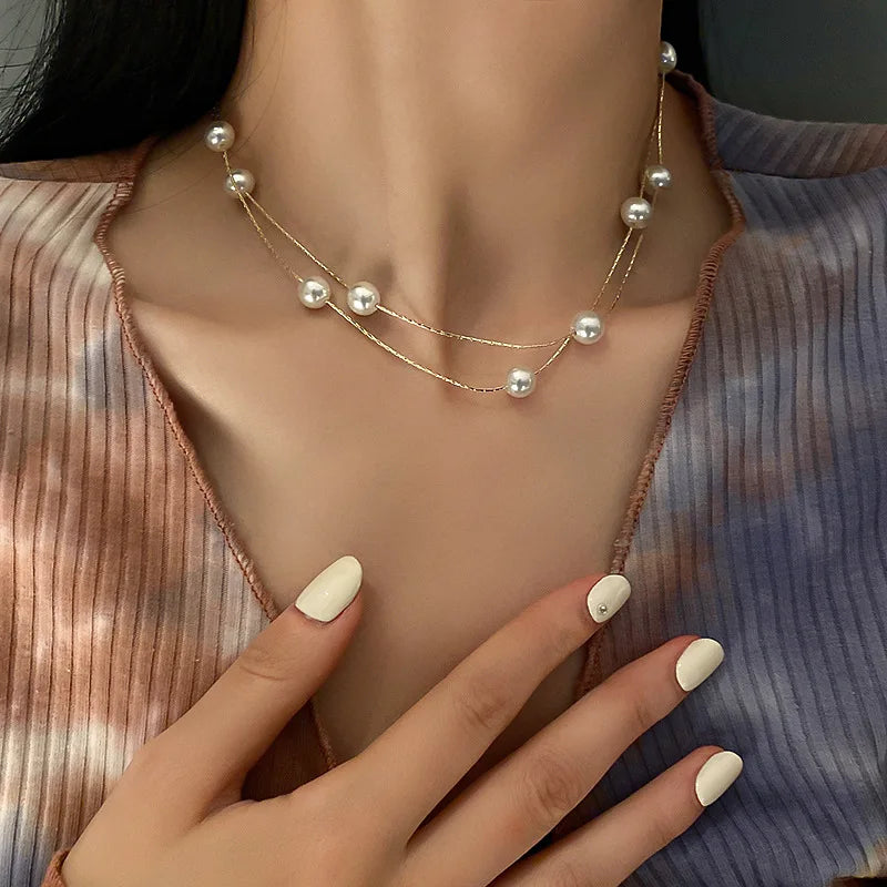 Pearl Necklaces Female Chain Choker Necklace for Women Jewelry Korean Fashion Neck Necklace 2022 Trend Girls Accessories