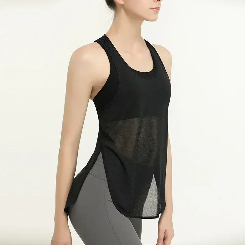 SEE THROUGH YOGA FITNESS SHIRT SPORTS VEST