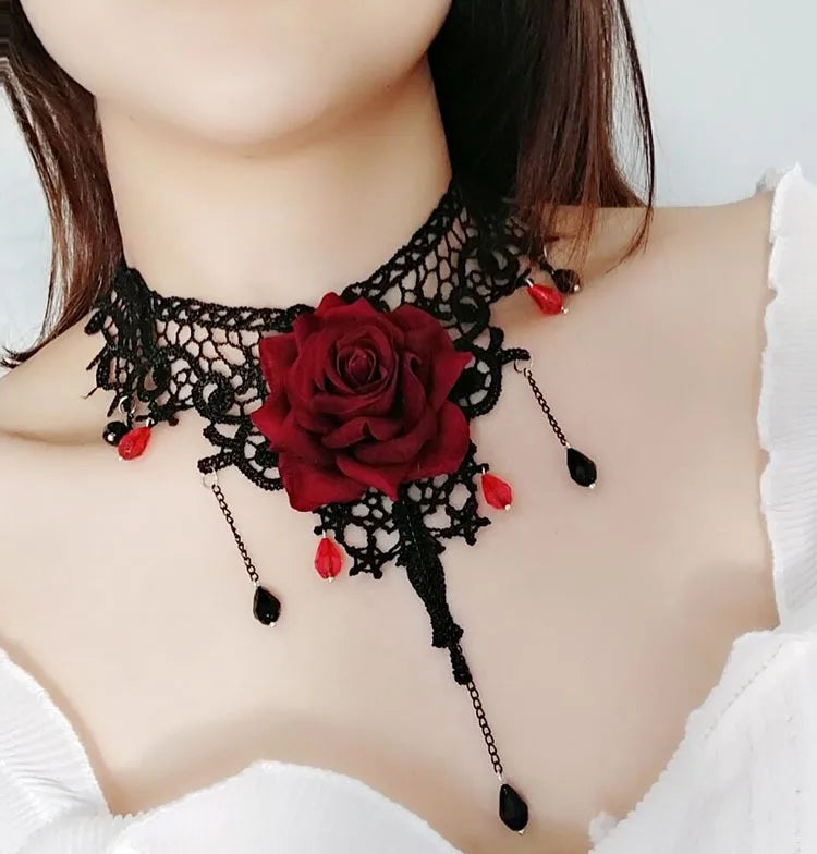 Girl Black Lace Choker Necklace For Women Grunge Neck Chain Collarbone Necklaces Punk Lolita Gothic jewelry For Girls Vintage