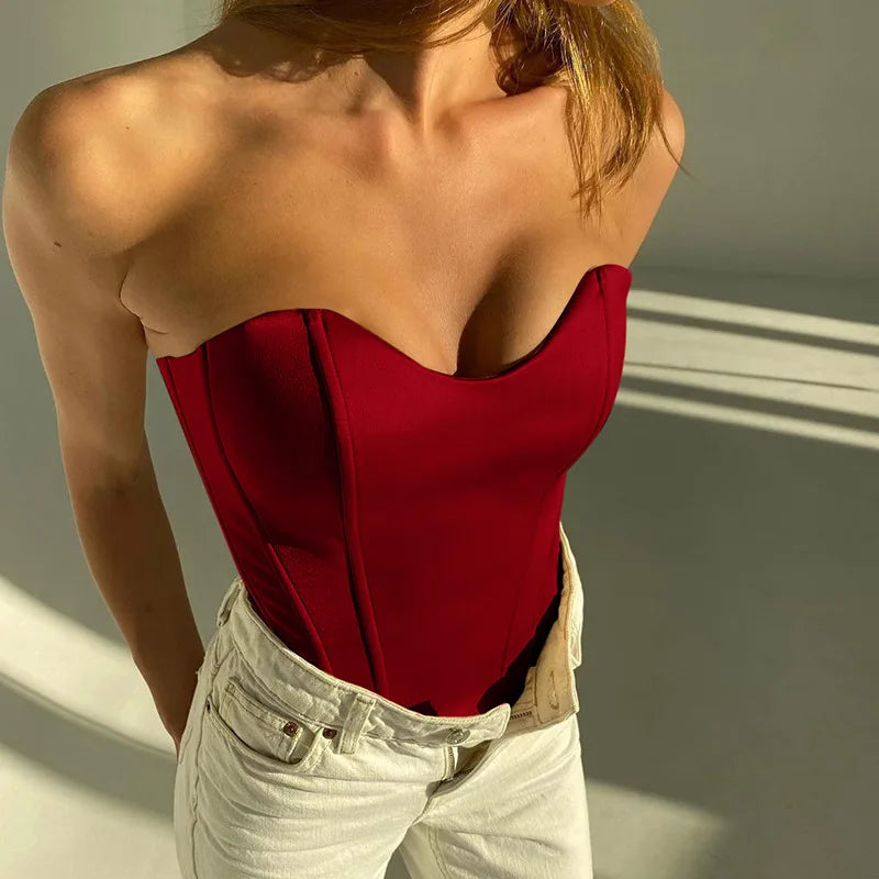SKINNY CORSET CROPPED ELEGANT TANK TOP