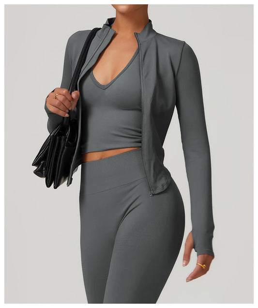 STANDING COLLAR LONG SLEEVED WORKOUT ACTIVE WEARS
