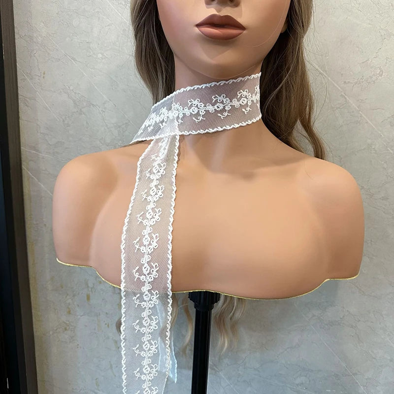 Elegent Lace Bow Necklace for Women Choker for Party Accessory Black White Flower Lace Necklace Romantic Birthday Gifts