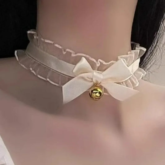 Lolita Short Lace Choker Nekclace for Women Girl Black White Color Fashion Romantic Bow Choker for Party Wholesale Neck Jewelry