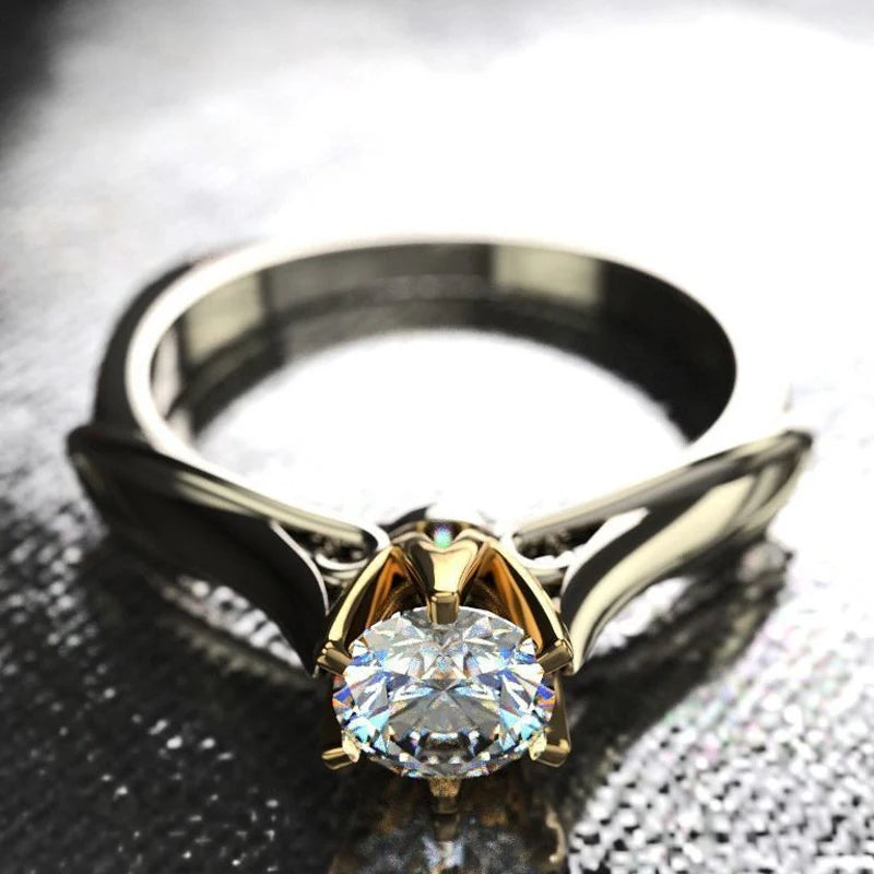 18K Gold Ring for Women Natural Zircon Rings with Gemstones Beautiful Jewelry Couples Wedding Rings